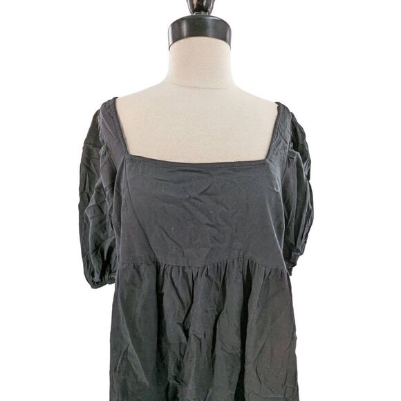 Lumiere Women Black Square Neck Cotton Mini Dress Size Large - Picture 4 of 12